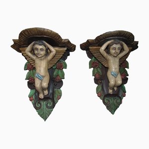 Art Deco Holzregal mit Engel