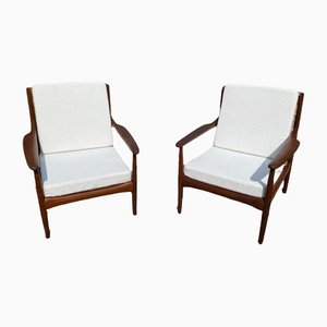 Set of Scandinavian Teak Lounge Chairs in the Style of Grete Jalk