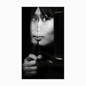 Gerolamo Auricchio / Eyeem, Portrait of Woman Holding Kitchen Knife with Reflection Against Black Background, Photographic Paper