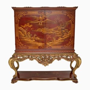 Antique Lacquered Chinoiserie Cocktail Cabinet