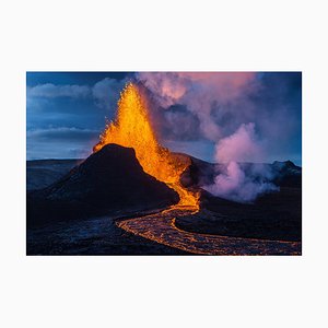 Hafsteinn Karlsson, szenische Ansicht von Lava Against Sky, Grindavik, Island, Fotopapier