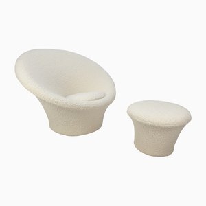 Set of Midcentury Big Mushroom Armchair & Pouf by Pierre Paulin for Artifort, 1960s
