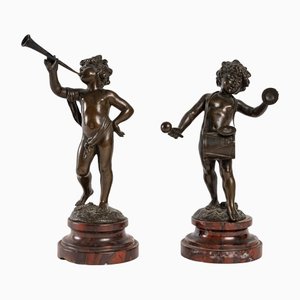 Bronzes Musicians from Auguste Moreau, 19th-Century, Set of 2