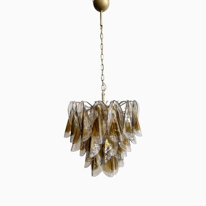 Italian Murano Glass Chandelier with 41 Rondini Amber Glass Pieces from Mazzega, 1990s