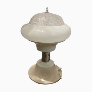 Lampada da tavolo Mid-Century in plastica e metallo cromato