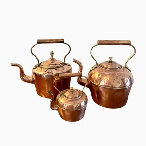 Bollitori antichi in rame, set di 3