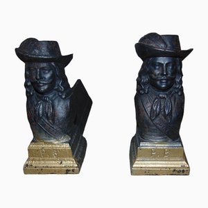 Art Noveau Cast Iron Fireplace Bases with Figures