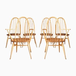 Mid-Century Elm & Beech Quaker Dining Chairs Including Carvers from Ercol, Set of 6