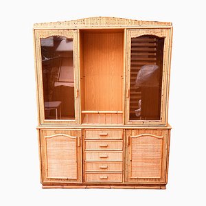Mueble vintage de madera y bambú
