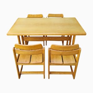 Mid-Century Italian Dining Table and Chairs by Ilmari Tapiovaara for Fratelli Montina, 1970s, Set of 5