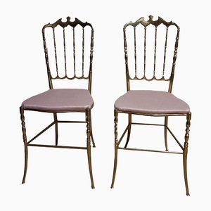 Set of Italian Side Chairs in Golden Brass by Giuseppe Gaetano Descalzi for Chiavari, 1950