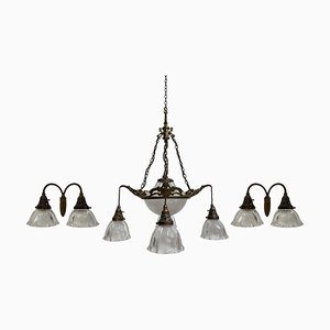 Large Blondel Stiletto Ceiling Chandelier & Wall Lights from Holophane, Set of 3