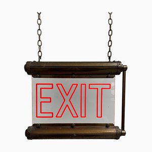 Art Deco Illuminated Cinema Exit Sign in Brass from Flambosign