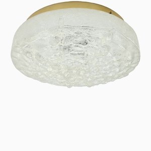 Large Murano Ice Glass Flush Mount or Ceiling Lamp from Doria Leuchten, Germany, 1970s