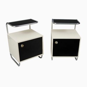 Czechian Bedside Tables in Black and White, 1940s, Set of 2