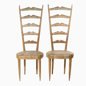 Set of High Back Side Chairs by Paolo Buffa, 1950s