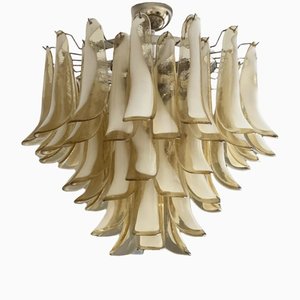 Large Yellow Murano Chandelier in Mazzega Style