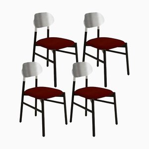 Rosso Bokken Black & Silver Upholstered Chairs by Colé Italia, Set of 4
