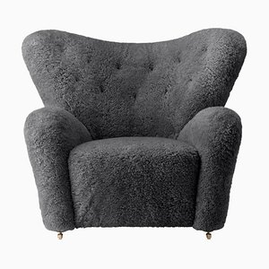 Anthracite Sheepskin the Tired Man Lounge Chair from by Lassen