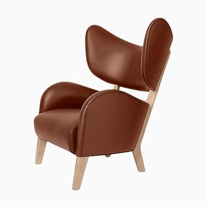 Brown Leather Natural Oak My Own Chair Lounge Chair from by Lassen