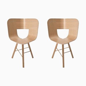Natural Oak Tria Wood 3 Legs Chair by Colé Italia, Set of 2