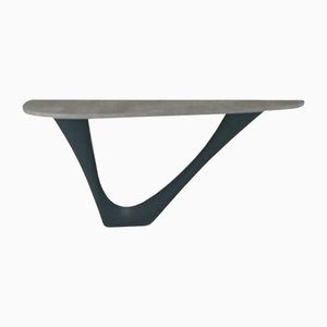 Grey Blue G-Console Table with Mono Steel Base and Concrete Top by Zieta