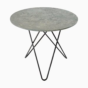 Large Grey Marble and Black Steel Dining O Table by Ox Denmarq