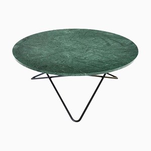 Large Green Indio Marble and Black Steel O Table by Ox Denmarq