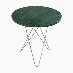Tall Mini Green Indio Marble and Steel O Table by Ox Denmarq