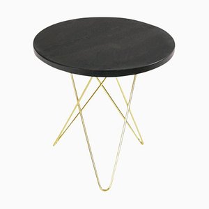 Tall Mini Black Slate and Brass O Table by Ox Denmarq