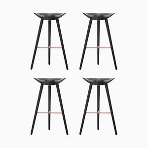 Black Beech and Copper Bar Stools from by Lassen, Set of 4