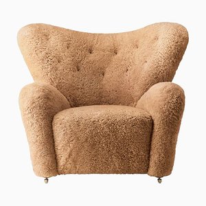 Honey Sheepskin the Tired Man Lounge Chair from by Lassen