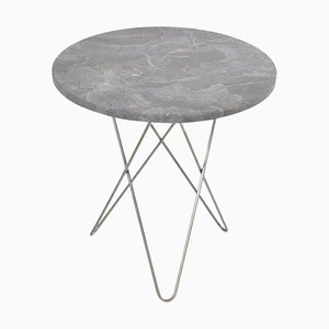 Tall Mini Grey Marble and Steel O Table by Ox Denmarq