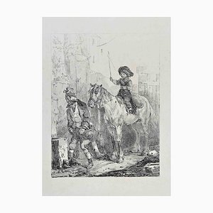 Nicolas Toussaint Charlet, Young Boy Rider, Original Etching, Mid 19th-Century