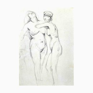 Nudes, Original Drawing in Pencil, Early 20th-Century