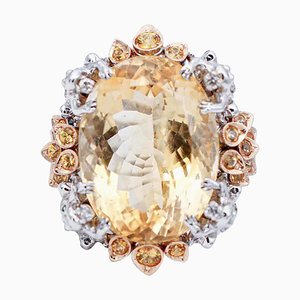 Ring aus 14 Karat Weiß- und Roségold mit Gelbem Topas, Gelbem Saphir, Tsavorit und Diamanten