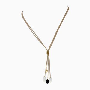 18K Yellow Gold Pendant Necklace with Black and White Agate