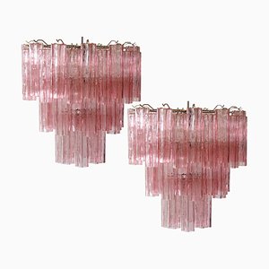 Italian Pink Chandeliers, Murano, Set of 2