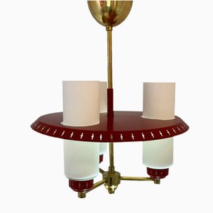 Mid-Centry Red Ceiling Lamp with Three Light Spots, 1950s
