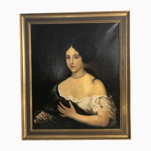 Ritratto di donna Biedermeier, metà XIX secolo, olio su tela