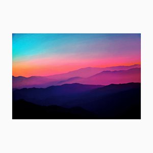 James Oneil, Abstract Colorful Mountain Ranges Digital Art Pastel Backdrop, Photographic Paper