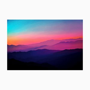 James Oneil, Abstract Colourful Mountain Ranges Digital Art Pastel Backdrop, Photographic Paper