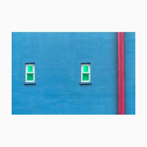 John C. Magee, Red Pipe on Blue Wall, Fotopapier