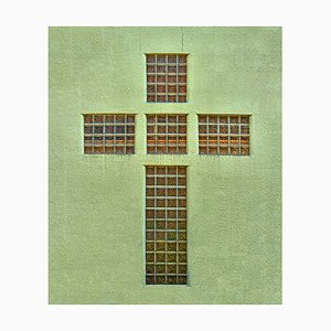 Cruz de vidrio de pared verde, papel fotográfico