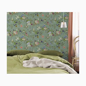 Pea Green Wildflower Pattern Wallpaper from Mineheart