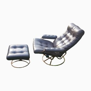 Norwegian Relax Chair with Ottoman by Ekornes Stressless, 1960s, Set of 2
