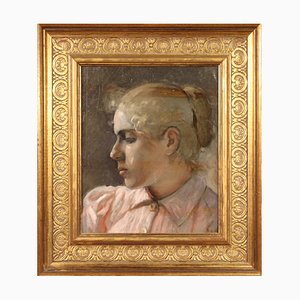 Retrato de mujer, años 30, óleo sobre lienzo, enmarcado
