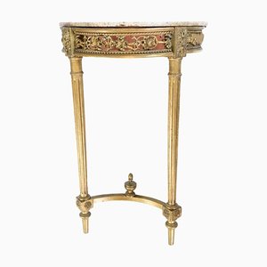 Danish Gold-Plated Console Table with White Marble Top