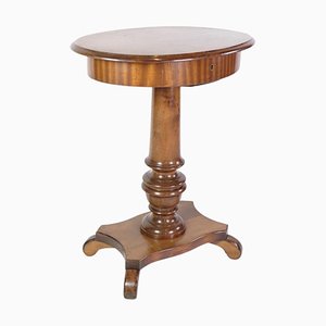 Mahogany Oval Sewing Lamp Table on Pillar