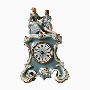 Czechoslovakian Figural Clock in Porcelain from Royal Dux